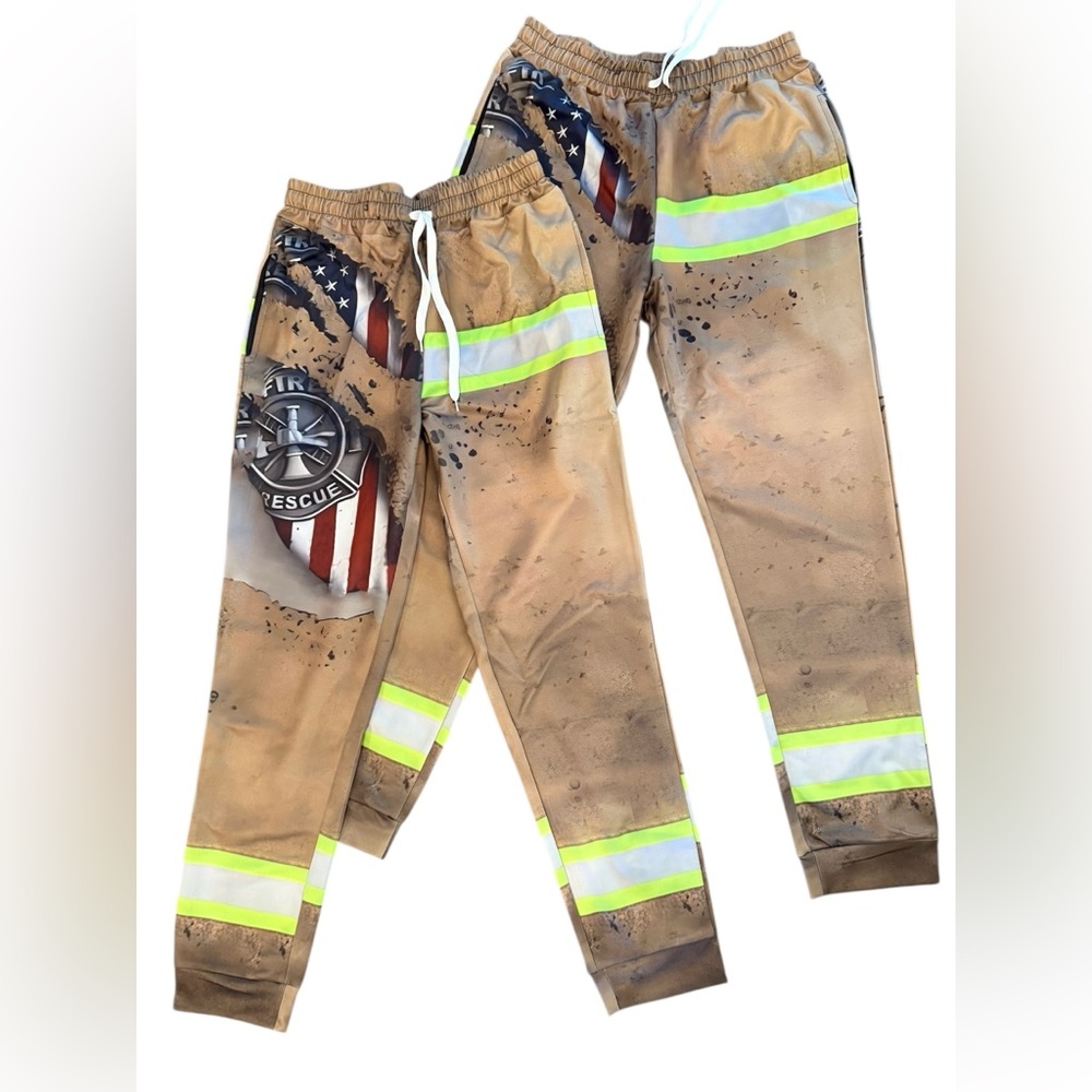 Halloween, Fire Rescue Themed Jogger Pants Couples Lg & Small